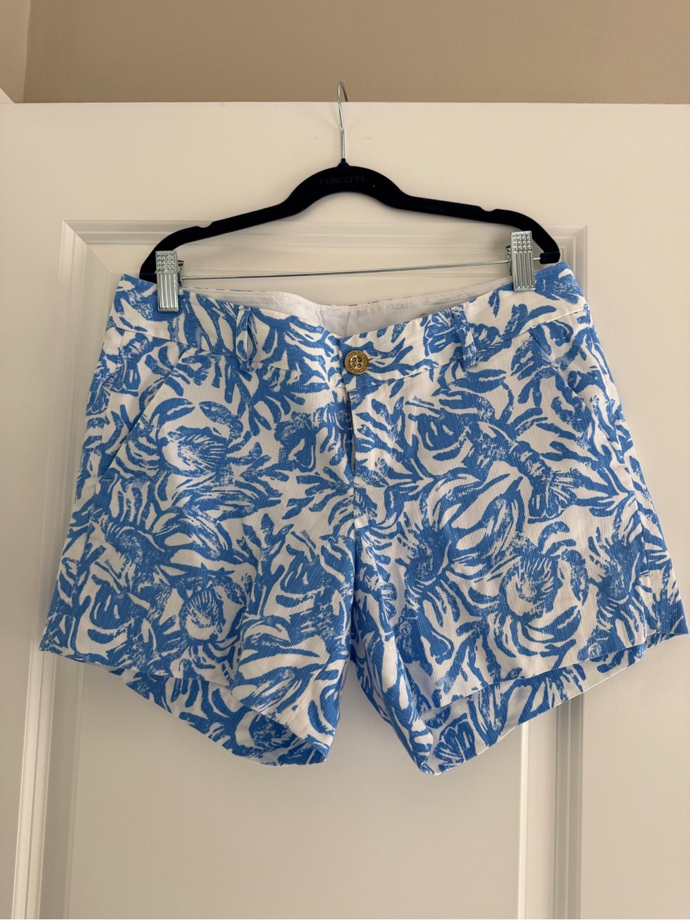 Lilly Pulitzer White Shorts with Blue Floral Print